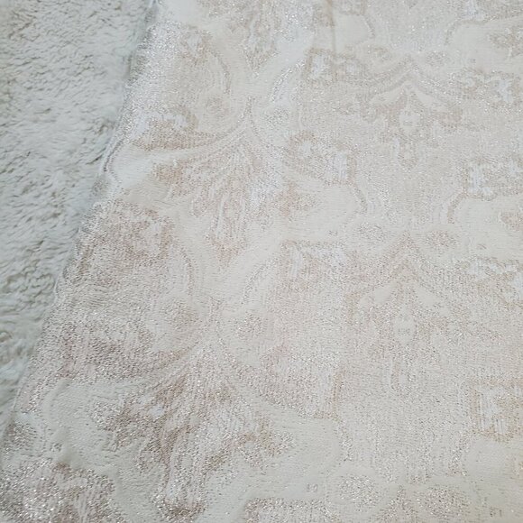 Ann Taylor Cream Ivory Gold Metallic Shimmer Damask Belt Pencil Skirt Women 2 - Picture 3 of 10